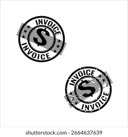 Invoice stamp Set. Includes a grunge rubber office stamp and a clean, solid version. Perfect for business, documents, and creative projects. Vector EPS file.