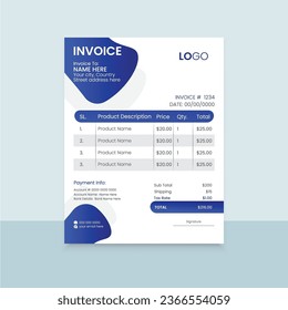Invoice stationary design template white background abstract design