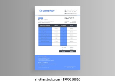 invoice template with blue details