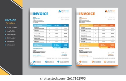Invoice template business minimal design