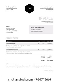 Invoice template - classy black and white business design template for your company. Very useful timeless design template in letter format, all information is very well structured.