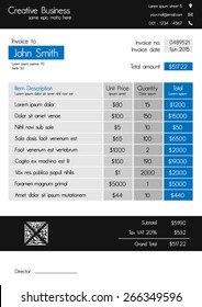 Invoice template - clean modern style of blue and grey