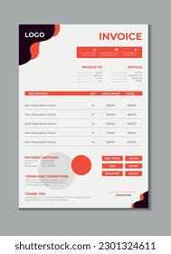 Invoice template design, billing cash voucher, money receipt cash memo layout design with mockup
