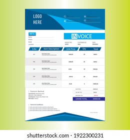 Invoice Template Design, Corporate Invoice Design Template, Vector Invoice Template, Cash Memo, Vector Quotation Design Template