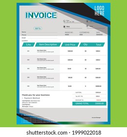 Invoice Template Design, Corporate Invoice Design Template, Vector Invoice Template, Cash Memo, Vector Quotation Design Template