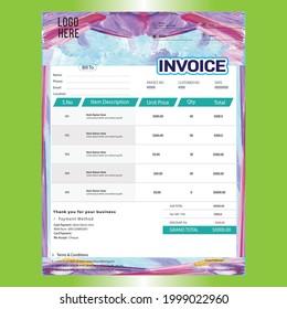 Invoice Template Design, Corporate Invoice Design Template, Vector Invoice Template, Cash Memo, Vector Quotation Design Template