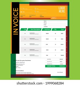 Invoice Template Design, Corporate Invoice Design Template, Vector Invoice Template, Cash Memo, Vector Quotation Design Template