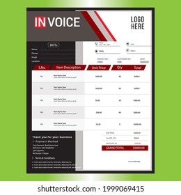 Invoice Template Design, Corporate Invoice Design Template, Vector Invoice Template, Cash Memo, Vector Quotation Design Template