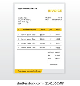 Invoice Template Design, Corporate Invoice Design Template, vector design