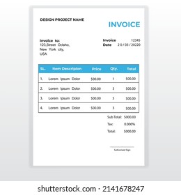 Invoice Template Design, Corporate Invoice Design Template, vector design