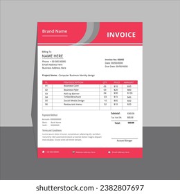 Invoice Template Design, Corporate Invoice Design Template, Vector Invoice Template, Cash Memo, Vector Quotation Design Template