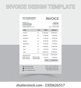  invoice template design Free Vector 