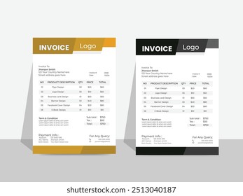 Diseño de Plantilla de Factura, cotizaciones de facturación, facturas de dinero, Facturas de Precio, diseño de Acuerdo de pago, Plantilla de diseño de Factura empresarial.