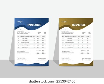 Design de modelo de fatura, Cotações de faturamento, cédulas de dinheiro, faturas de preço, design de contrato de pagamento, Modelo de design de fatura comercial.