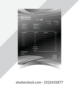 Invoice template design. Invoicing quotes, money bills or price invoices and payment agreement design templates. Tax form, bill graphic or payment receipt page.