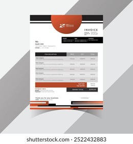 Invoice template design. Invoicing quotes, money bills or price invoices and payment agreement design templates. Tax form, bill graphic or payment receipt page.