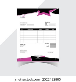 Invoice template design. Invoicing quotes, money bills or price invoices and payment agreement design templates. Tax form, bill graphic or payment receipt page.