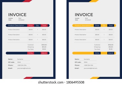 invoice template design in minimal style