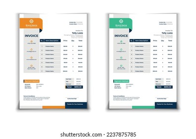 invoice template design in minimal style 
