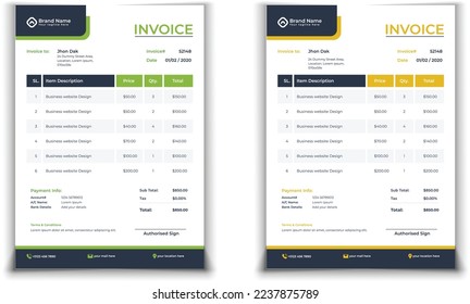 invoice template design in minimal style 