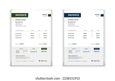 invoice template design in minimal style.