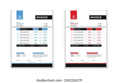 Invoice template design in minimal style