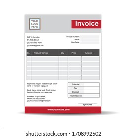 Invoice Template Design Simple Color or Gray Color