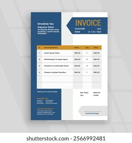 Invoice Template Layout Design Vector Image
