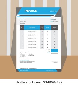 An Invoice Template Layout Design In Your Corporate Business Vector EPS That Is Simple, Modern, And Useful.