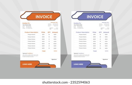 invoice template in two colors Blue and orange