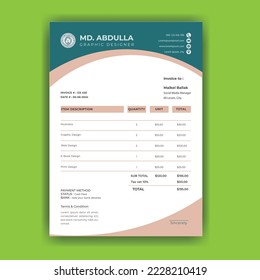 Invoice template vector design with color of the year.