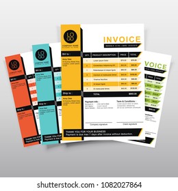 Invoice template vector design. Green ,yellow,blue and orange minimal quotation design.