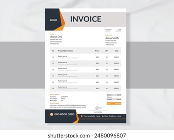 Invoice template Vector design for your business. Minimalist Invoice template design.