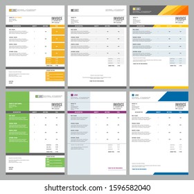 Invoice templates. Eform receipt money agreement vector design collections