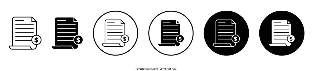 Invoice thin line vector icon set.