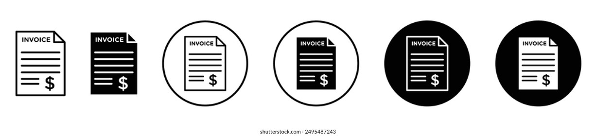 Invoice thin line vector icon set.