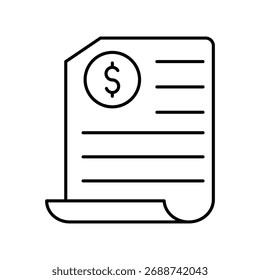 Ícone de linha fina da fatura , vetor, pixel perfect, arquivo do ilustrador 