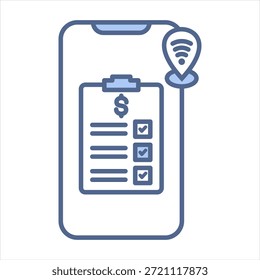 Ilustración vectorial de ícono azul de seguimiento de Factura