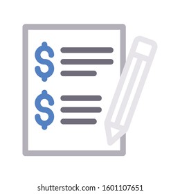 invoice vector color line icon 