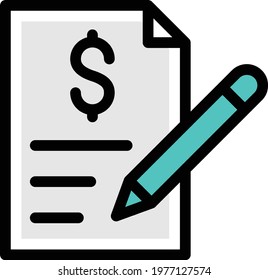 invoice vector colour line icon