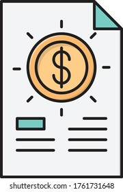 invoice vector flat color icon 