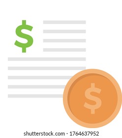 invoice vector flat color icon 