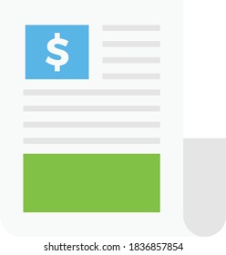 invoice vector flat color icon
