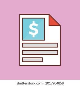 invoice vector flat color icon