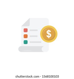 invoice vector flat colour icon 