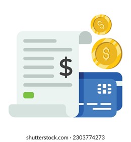 Invoice  vector Flat Icon Design illustration. Shopping and E commerce Symbol on White background EPS 10 File