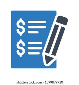 invoice vector glyph color icon 