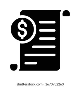 icono plano de glifo vectorial de factura 