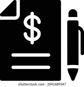 icono plano de glifo vector de factura