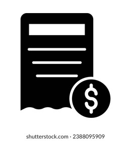 Invoice Vector Glyph Icon For Personal And Commercial Use.
